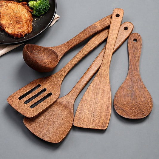 5 Pcs Wooden Cooking Utensils Set