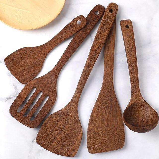 5 Pcs Wooden Cooking Utensils Set