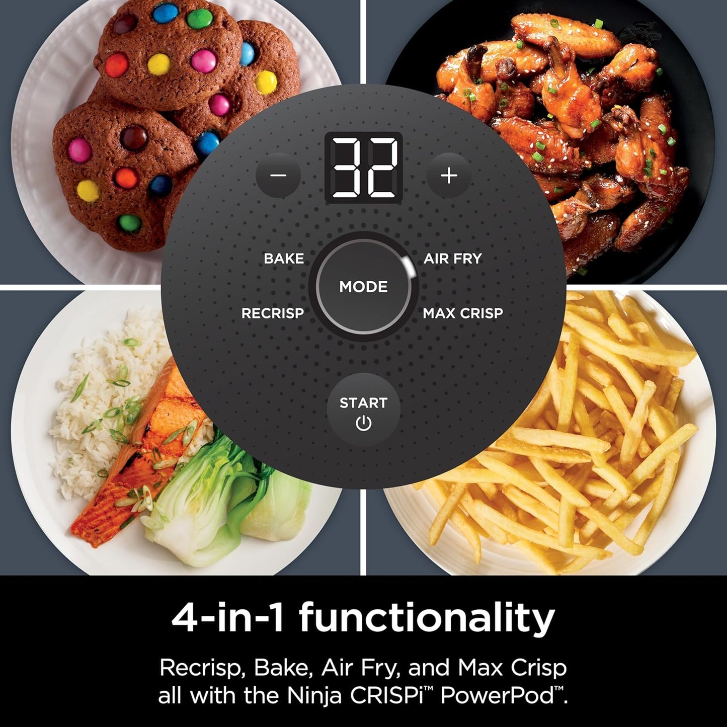 Portable Glass Air Fryer Cooking System, 1500W, 4QT & 6-Cup TempWare Glass Containers with Storage Lids, Microwave, Freezer & Dishwasher Safe, Cyberspace Gray